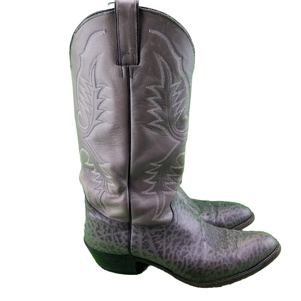 ✅ Mens 11.5 VTG Abilene Pointed Toe Western Cowboy Boots Gray Leather USA **READ - Picture 2 of 13